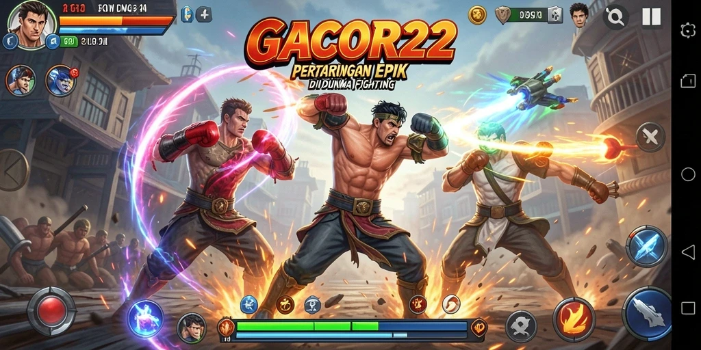 Screenshot gameplay GACOR22 yang menunjukkan pertarungan yang seru dan dinamis.