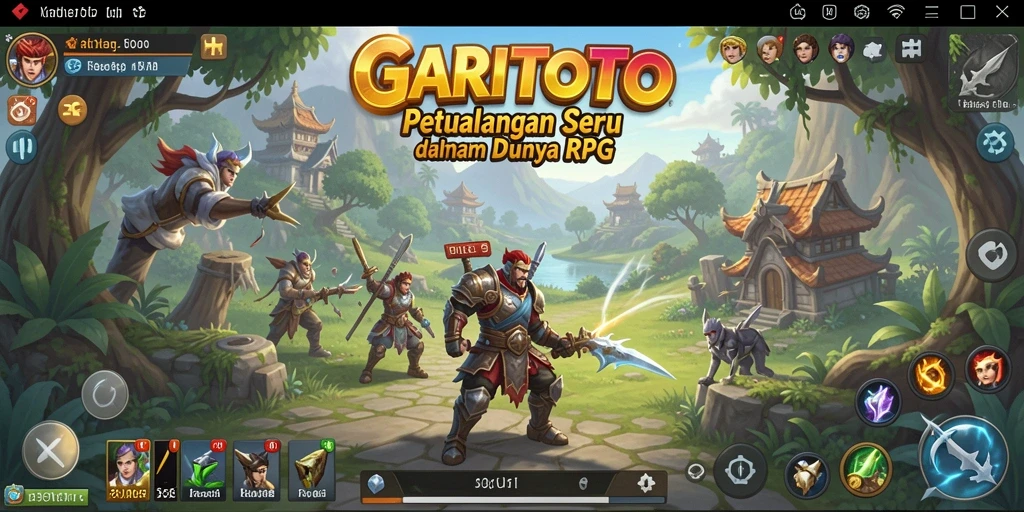 Tangkapan layar utama GARITOTO menampilkan pertarungan RPG yang seru.