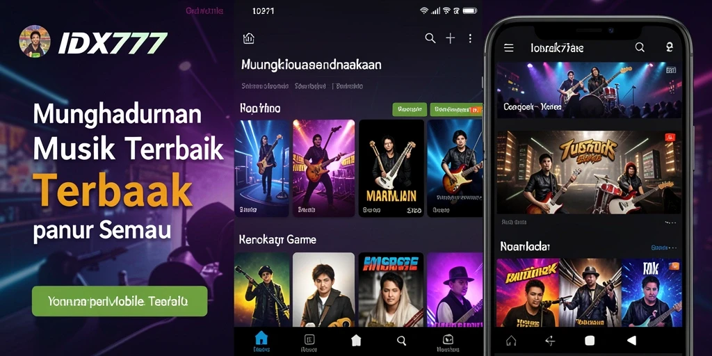 Screenshot IDX777 menampilkan antarmuka permainan musik yang menarik.