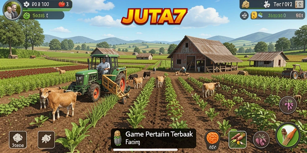 Screenshot JUTA7 menunjukkan aktivitas bertani yang seru dan menantang.