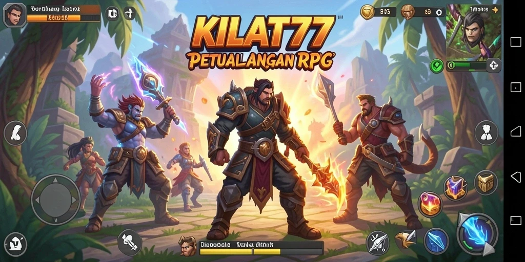 Tampilan gameplay KILAT77 dengan pertarungan epik dan petualangan menarik.