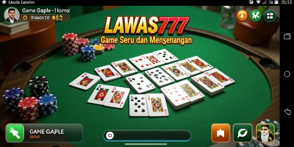 Tampilan gameplay Gaple dalam aplikasi LAWAS777 yang seru.