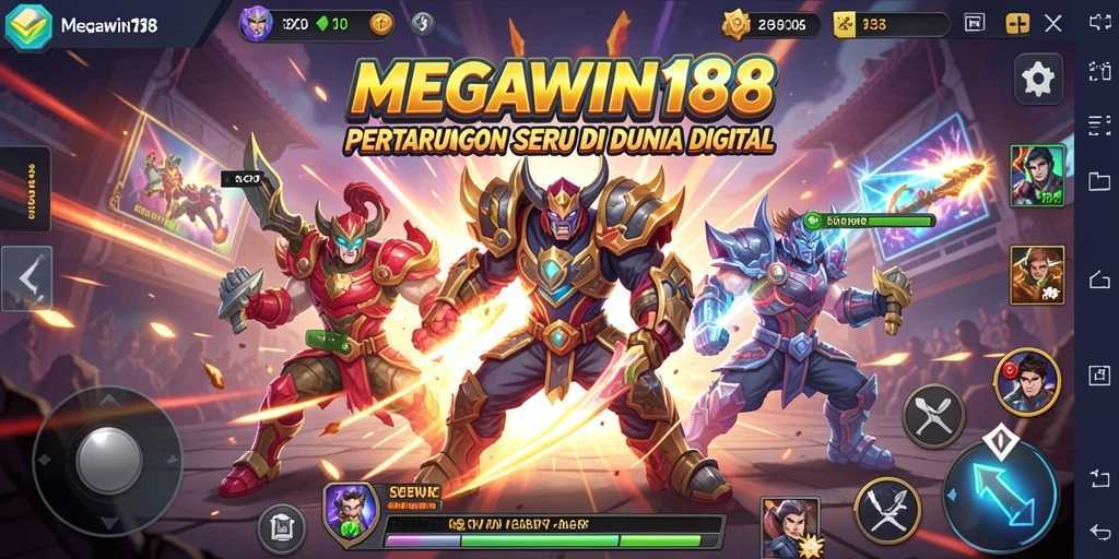 Tangkapan layar MEGAWIN188 menampilkan pertarungan epik antara karakter-karakter yang kuat.