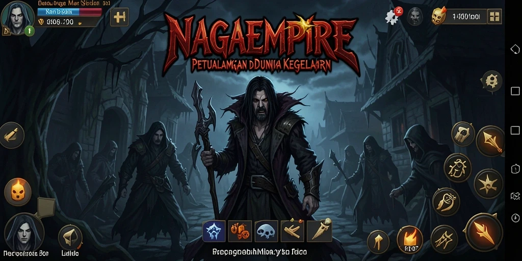 Screenshot utama NAGAEMPIRE menampilkan momen menegangkan saat berhadapan dengan makhluk horor.