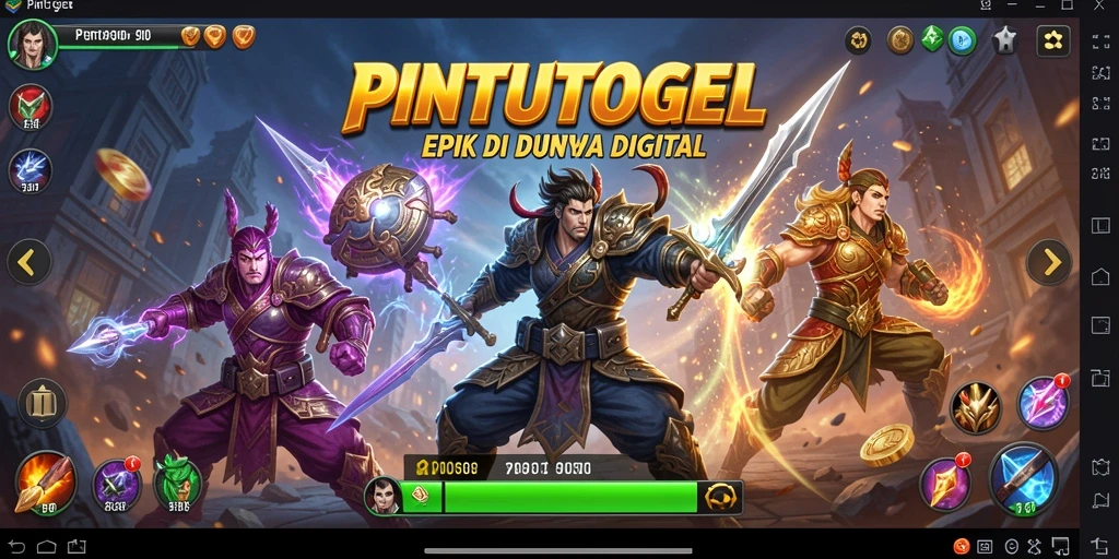 Tampilan layar gameplay PINTUTOGEL dengan aksi pertarungan yang intens.